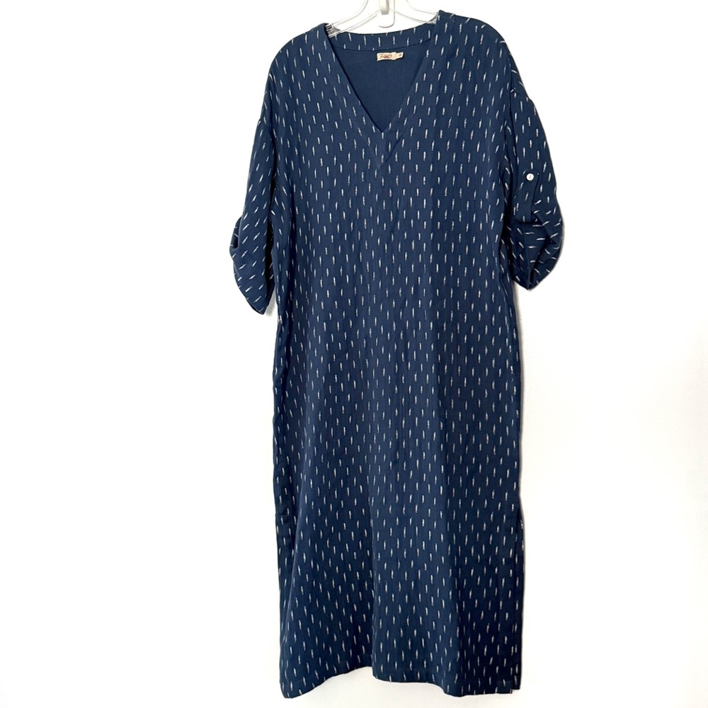 Faherty Shadow Blue Atlantic‎ Ave Cotton Maxi Dress - Small